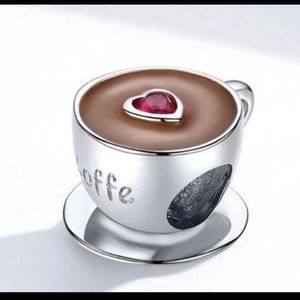 PANDORA COMPATIBLE LOVE COFFEE S925 STERLING  SILVER CHARM